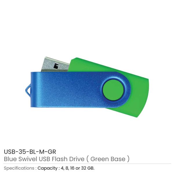 Blue Swivel USB - Green Case
