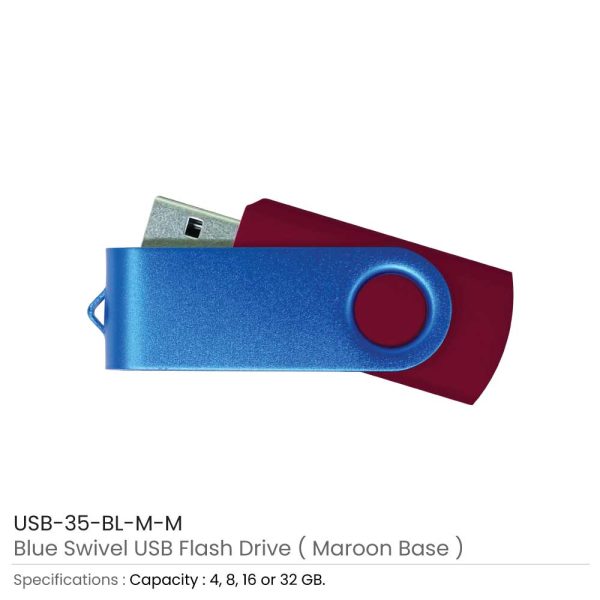 Blue Swivel USB - Maroon Case
