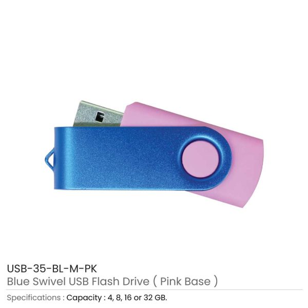 Blue Swivel USB - Pink Case