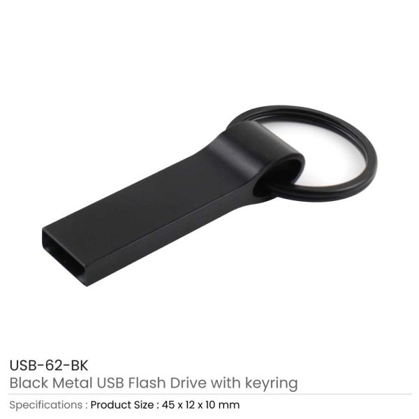 Metal USB Flash with Key Ring Black