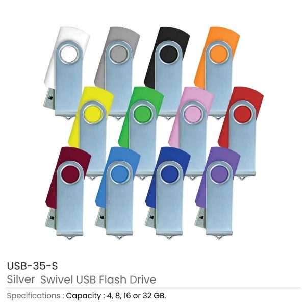 Promotional Silver Swivel USB Flash