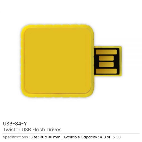 Twister USB Flash Drives Yellow