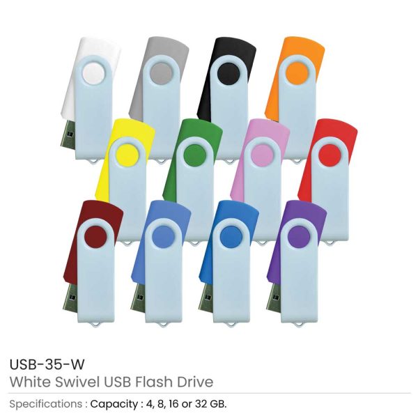Promotional White Swivel USB Drives
