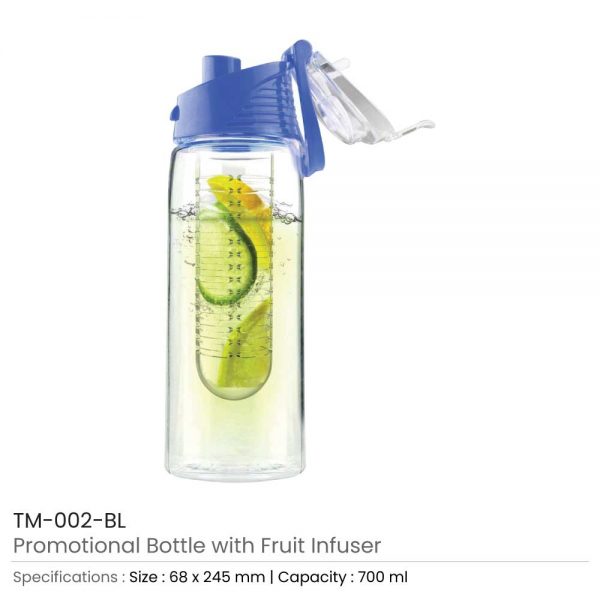 Water Bottle with Fruit Infuser Blue