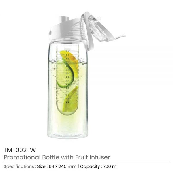 Water Bottle with Fruit Infuser White