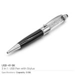 Metal Pen with Crystal & Stylus