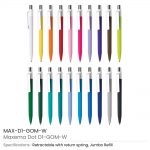 Dot-Pens-with-White-Clip-MAX-D1-GOM-W-allcolors