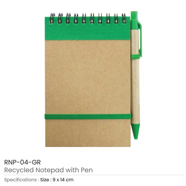 Notepads with Pen - Green
