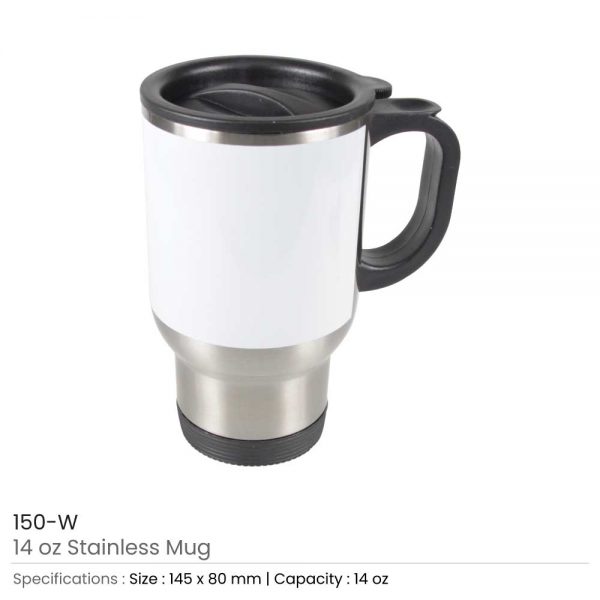 Stainless Steel Mugs with White Printable Area