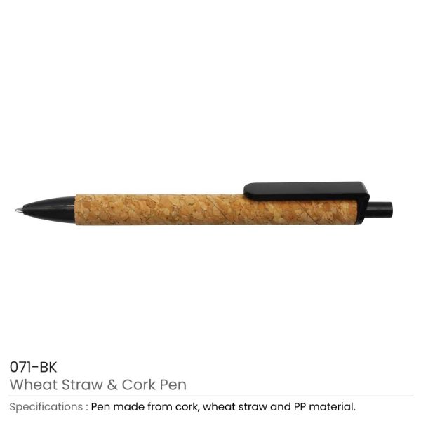 Wheat Straw and Cork Pen Black
