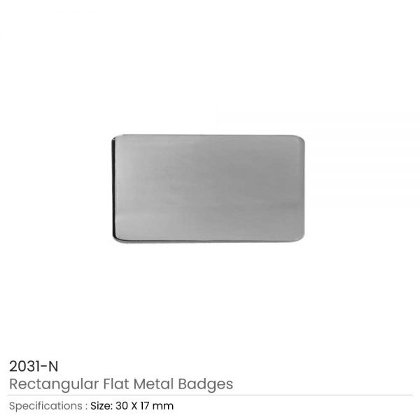 Silver Rectangular Flat Metal Badges