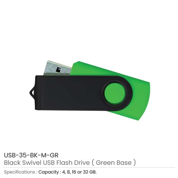 Black Swivel USB Green