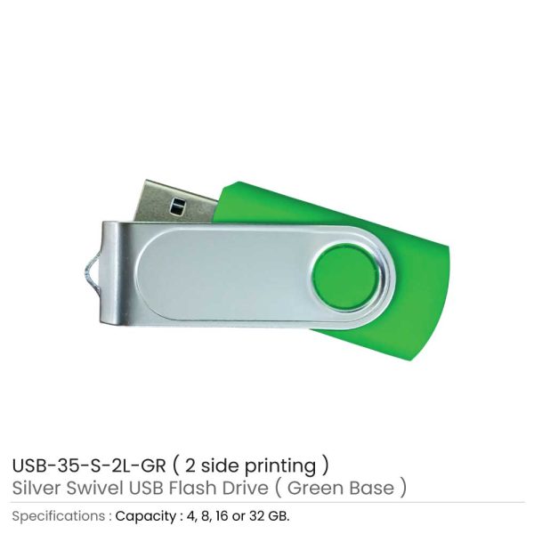 Swivel USB with 2 side Print - Green