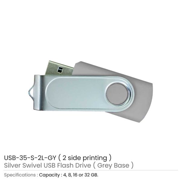 Swivel USB with 2 side Print - Grey