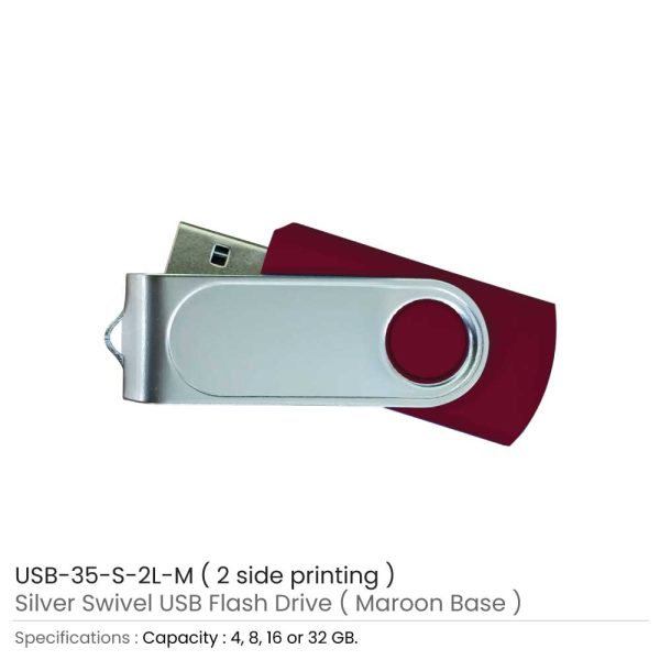 Swivel USB with 2 side Print - Maroon