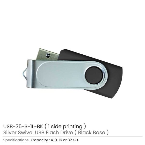 USB with 1 side Printing Black