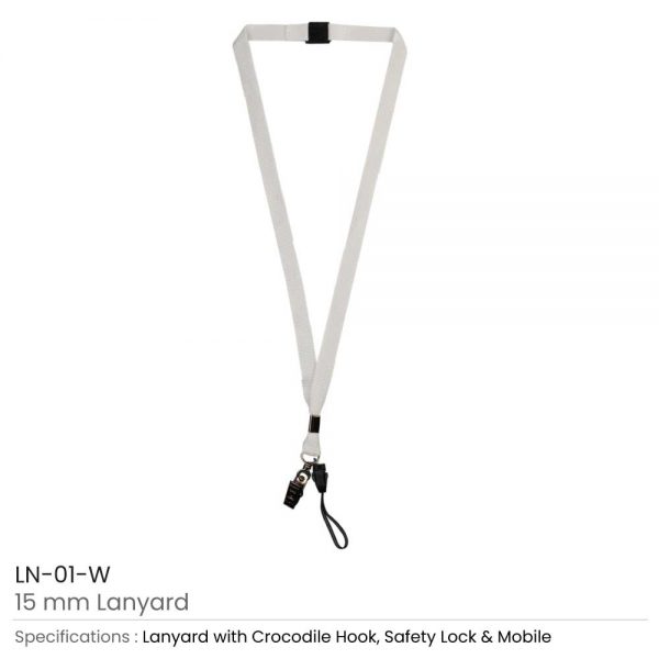 Lanyard with Mobile Holder White