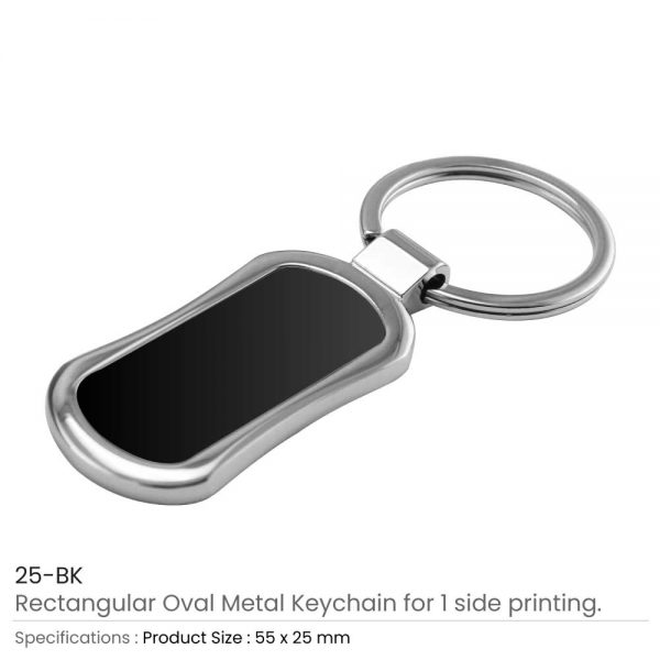 Reactangular Oval Metal Keychain