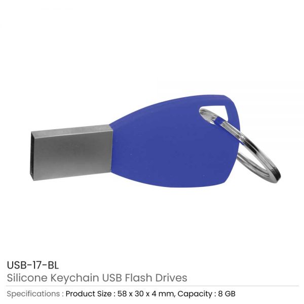 Silicone Key chain USB Blue