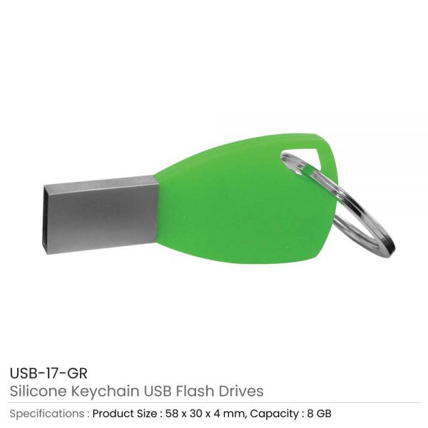 Silicone Key chain USB Green