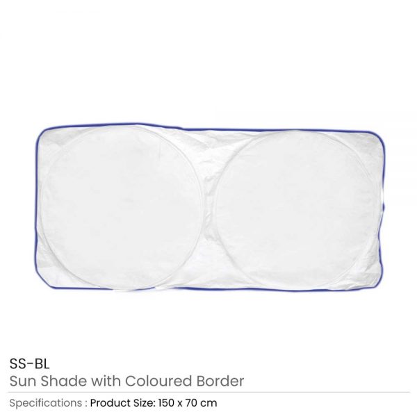Car Sun Shades White with Blue Border