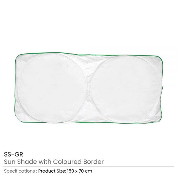 Car Sun Shades White with Green Border
