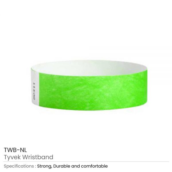 Tyvek Wristbands Neon Lime Green