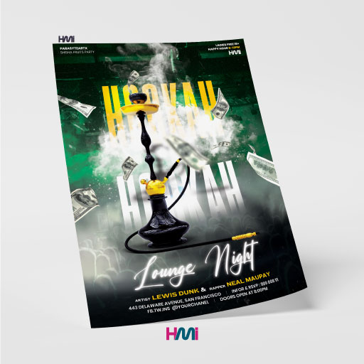 Shisha bar flyer design in Germany | Order advertising products for your business in Germany to HMi advertising agency | HMI offers flyer printing services in Germany with fast shipping