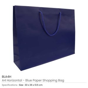 A4 Horizontal Blue Paper Shopping Bags - Image 3