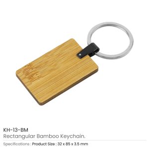Promotional Bamboo and Metal Keychain - Image 3