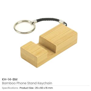 Bamboo Phone Stand with Round Key Holder - Image 3