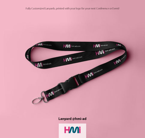 Customized Lanyards with logo in Germany at hmi-ad website | Order gift items for your conferences in Germany to HMi GmbH with fast shipping and top prices | HMi marketing company in Dusseldorf
