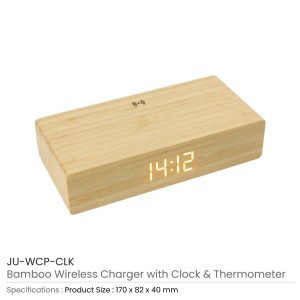 Promotional Bamboo Clock wireless Charger - Image 3