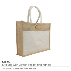 Jute Bags with Cotton Pocket and Handle - Image 3