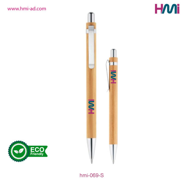 Promotional Bamboo pen with logo printing | Eco-friendly Pen with branding | Promotional Bamboo made pen in Germany with custom logo | hmi-069-S