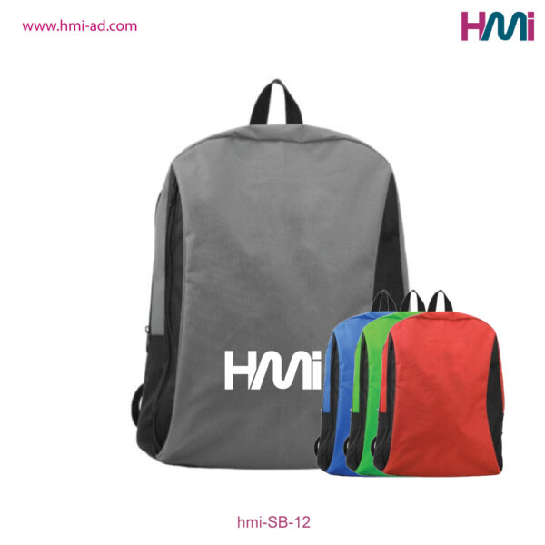 Promotional Polyester Backpack with logo in Germany | Promotional Polyester Back Pack 12 with branding in Germany | Promotional Backpacks with logo printing in Germany | hmi-SB-12