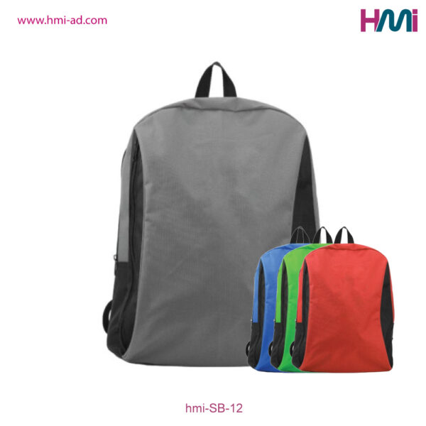 Promotional Polyester Backpack with logo in Germany | Promotional Polyester Back Pack 12 with branding in Germany | Promotional Backpacks with logo printing in Germany | hmi-SB-12