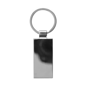 Rectangle Bamboo and Metal Keychain - Image 5