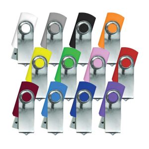 Shiny Silver Swivel USB Flash Drives - Image 1