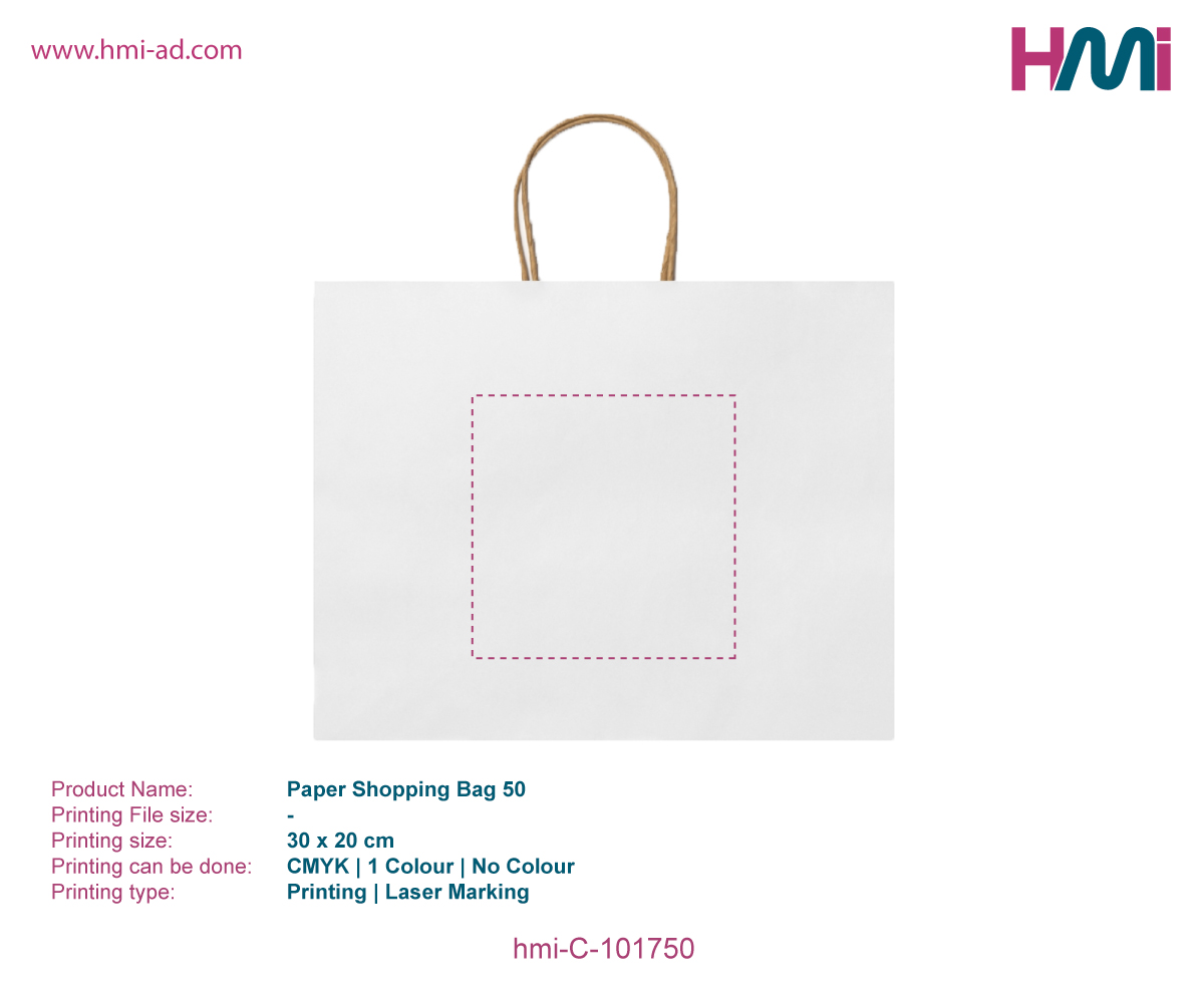 Shopping Paper Bag 50 | Printable Paper shopping bag 50 | Customized Paper bag 50 | hmi-C-101750-Printing Details