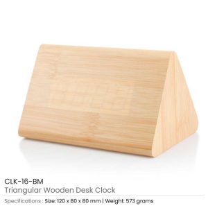 Triangular Wooden Digital Desk Clock - Image 3