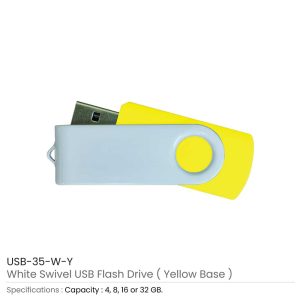 White Swivel USB Flash Drives - Image 4