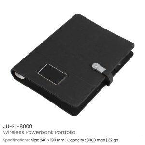 Wireless Powerbank Portfolio with USB & Light up Logo - Image 3