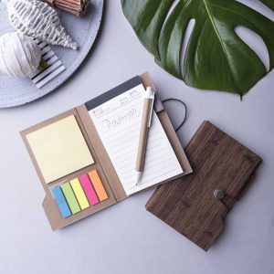 Wood Design Notebook with Sticky Note and Pen - Image 4