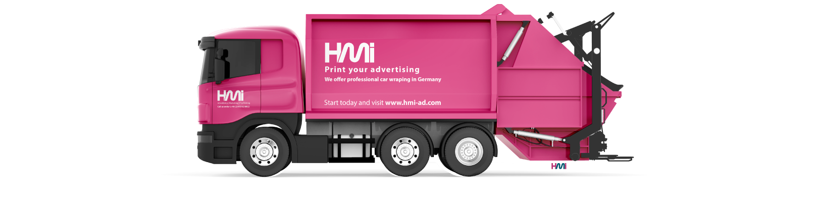 Professional car wrapping in Germany | Print your logo and advertisings on construction cars in Germany with HMi | Advertising products in Germany with HMi