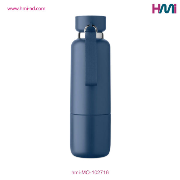 Double Wall bottle 16 with logo in Germany | Promotional Double wall 16 | Promotional Double wall bottle with cup | hmi-MO102716-Navy