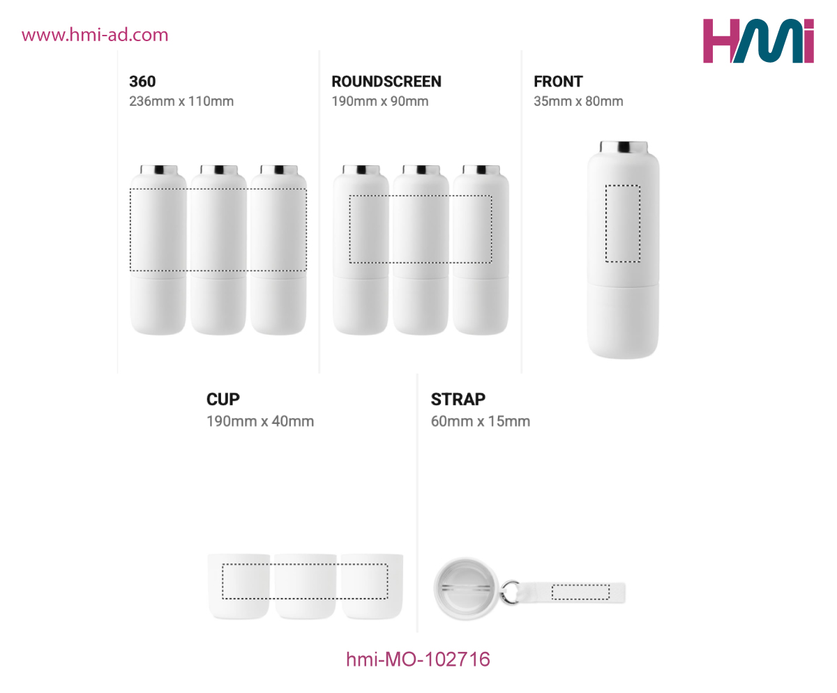 Double Wall bottle 16 with logo in Germany | Promotional Double wall 16 | Promotional Double wall bottle with cup | hmi-MO102716 | Printing Details