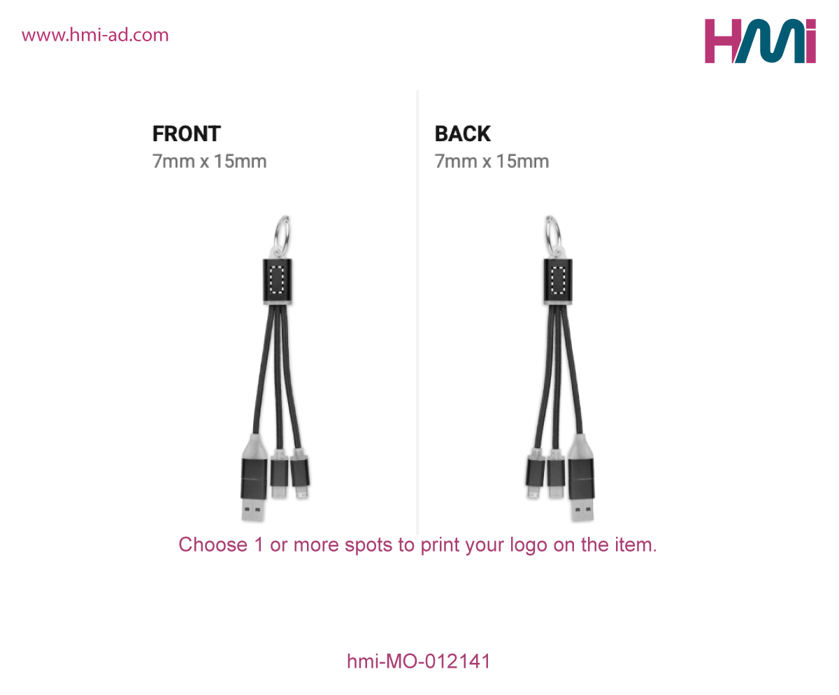 Keyring with charging cable | Promotional multi charging cable with logo in Germany | Promotional Merchandise in Germany | hmi-MO-012141 | Printing Details