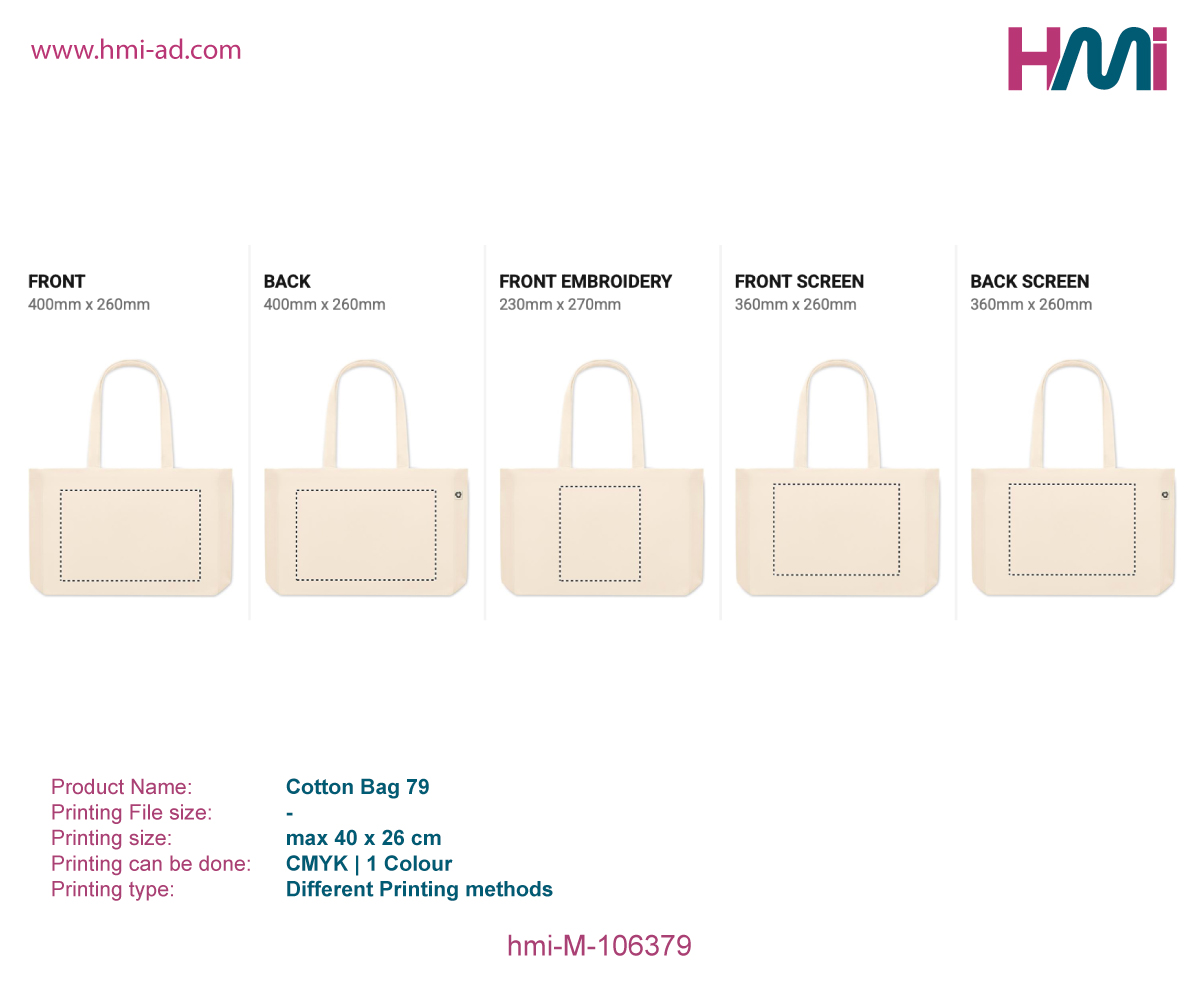 Cotton bag 79 | Promotional Cotton bag with custom logo | Promotional Cotton bag with branding in Germany | hmi-ad | hmi-M-106379- Printing Details
