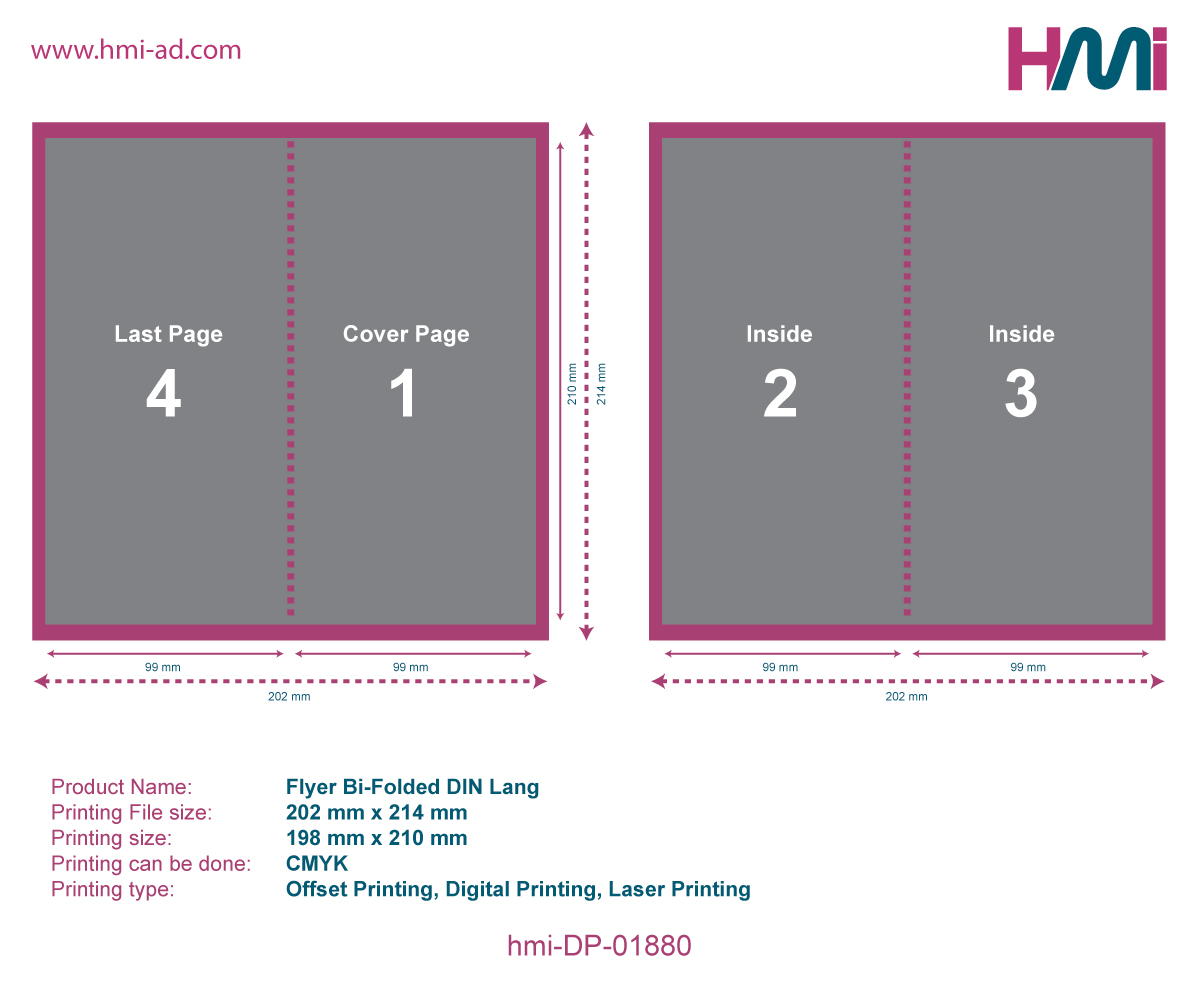 Flyer Printing in Germany | Din Lang | flyer printing in Germany | Folded Flyer Printing in Germany | hmi-DP-01880-Printing Details